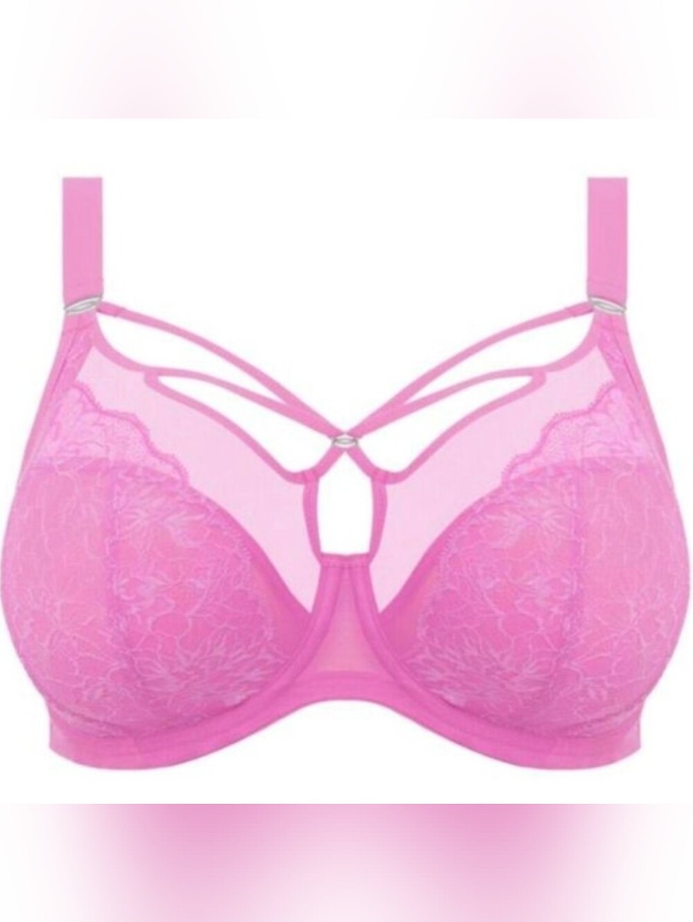 Elomi Pink Lace Underwire Bra with Strappy Accent